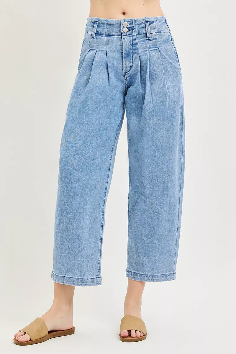 risen slouchy crop Risen Slouchy Crop Barrel Pleated Jeans MEDIUM (bottom) - shop at us.meeeshop