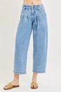Risen Slouchy Crop Barrel Pleated Jeans