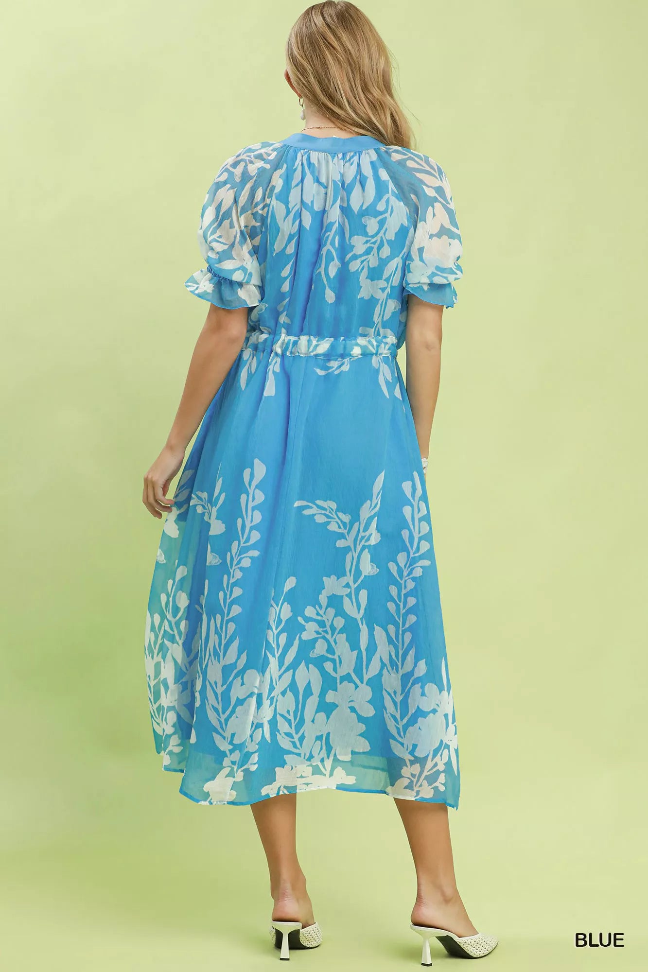 umgee floral print Umgee Floral Print Tie Waist Midi Dress with Side Pockets view 3 (dress) - shop at us.meeeshop
