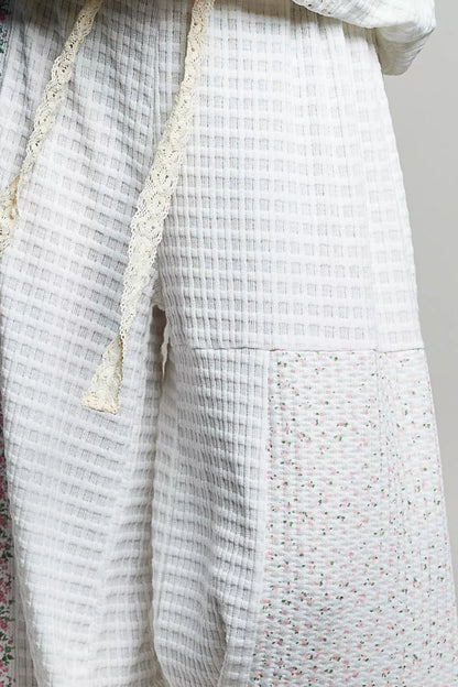pol patchwork mixed Pol Patchwork Mixed Knit Wide Leg Pants view 7 (bottom) - shop at us.meeeshop