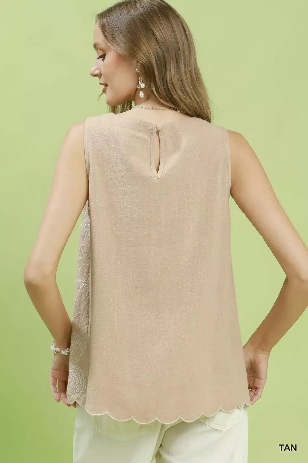 umgee floral embroidered Umgee Floral Embroidered Sleeveless Top view 3 (top) - shop at us.meeeshop