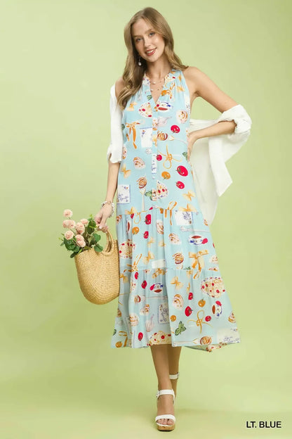 umgee abstract print Umgee Abstract Print Tiered Halter Midi Dress view 5 (dress) - shop at us.meeeshop