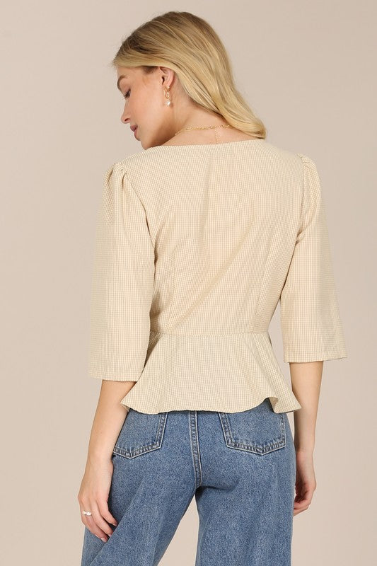 Lilou 3/4 Sleeve front button blouse | us.meeeshop