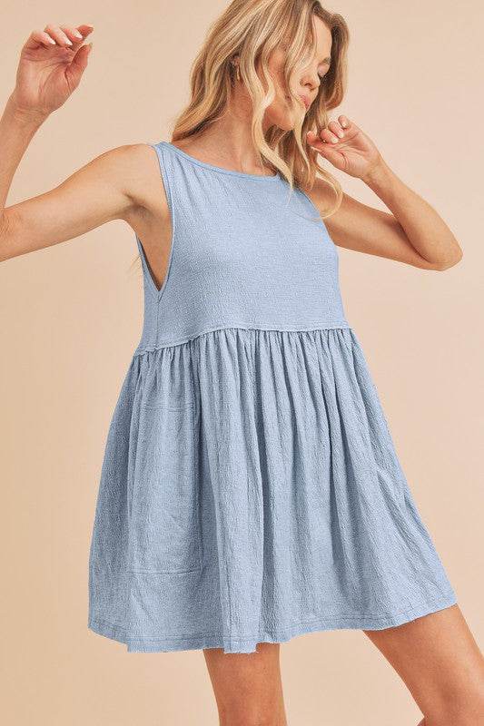 Aemi + Co Round Neck Mini Tank Dress - us.meeeshop