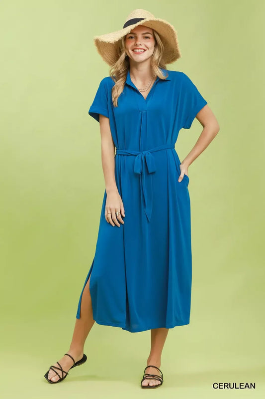 umgee collared belted Umgee Collared Belted Midi Dress view 2 (dress) - shop at us.meeeshop