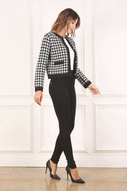 Lilou Black check knitted jacket | us.meeeshop