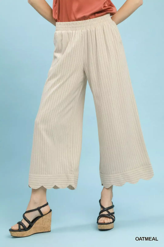 Umgee Pinstripe Wide Leg Pants (women's pants) - shop at us.meeeshop