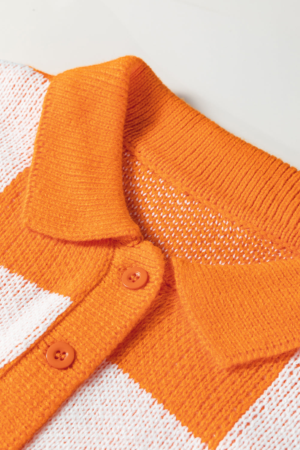 neck checkered sweater V Neck Checkered Sweater - Tangerine view 6 (layer) - shop at us.meeeshop