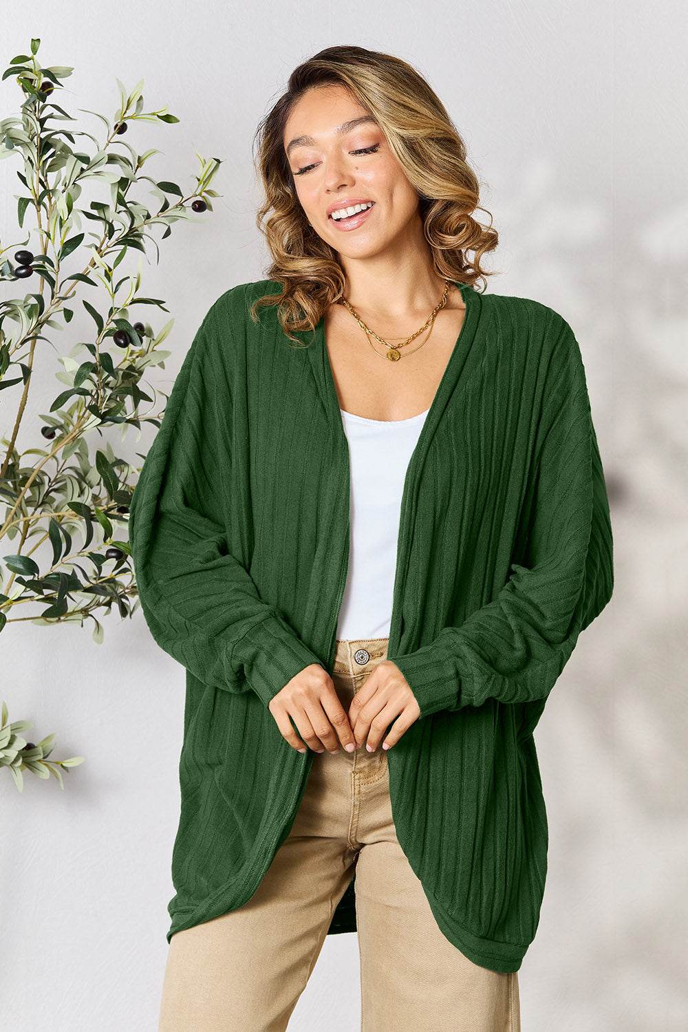 Basic Bae Full Size Ribbed Cocoon Cardigan - us.meeeshop