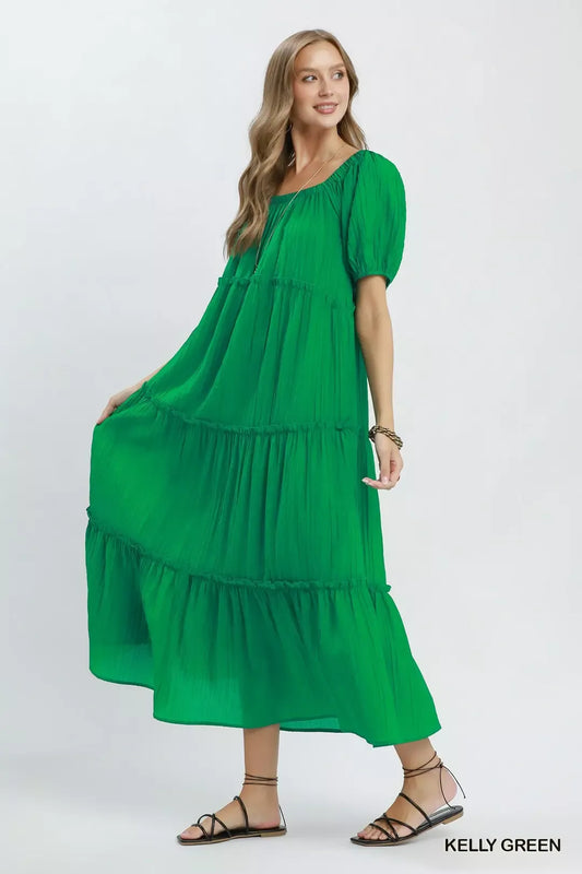 Umgee Textured Tiered Midi Dress (women's dresses) view 2 - shop at us.meeeshop
