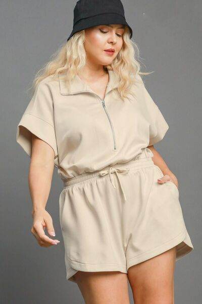 Umgee Half Sleeve Dolman Sleeved Romper Plus Size - us.meeeshop