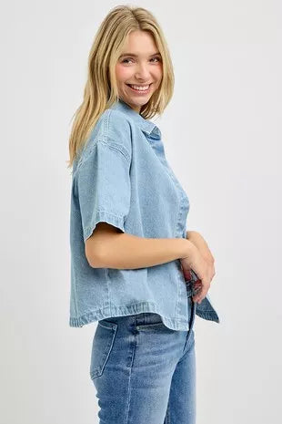 risen oversized half Risen Oversized Half Sleeve Cropped Shirts view 4 (top) - shop at us.meeeshop