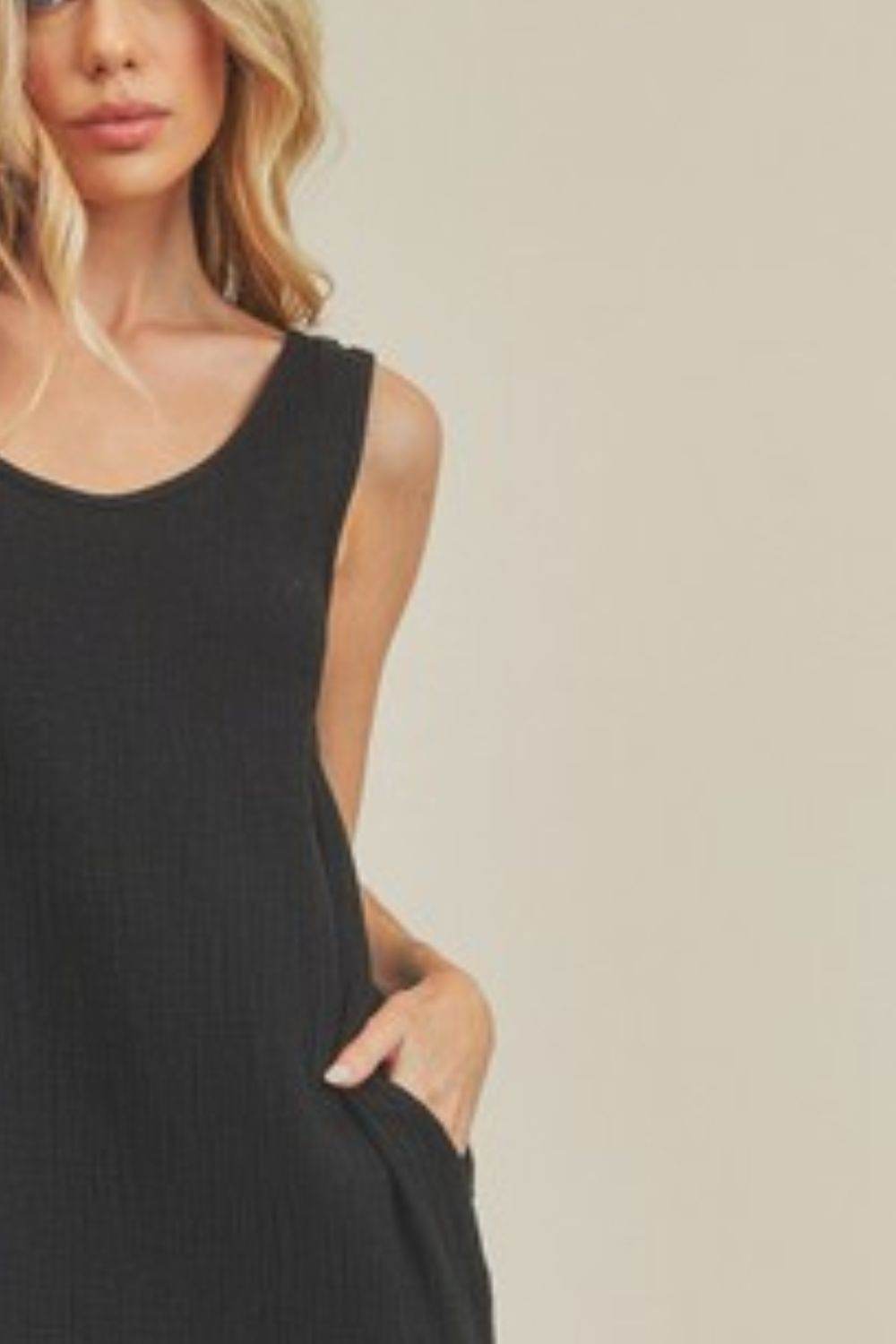 Aemi + Co Round Neck Midi Tank Dress with Pockets - us.meeeshop