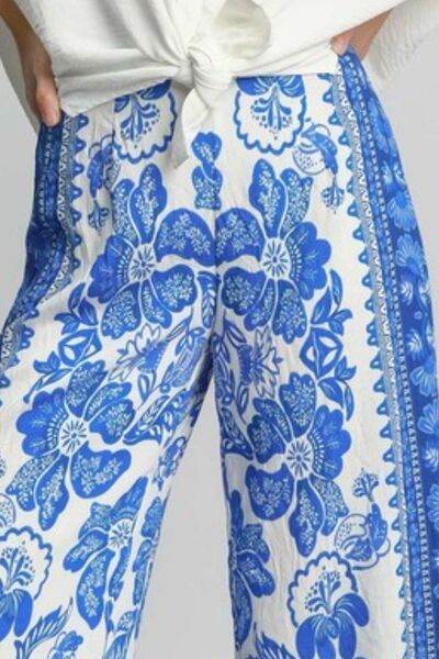 Umgee | Floral Border Print Pants Plus Size - us.meeeshop