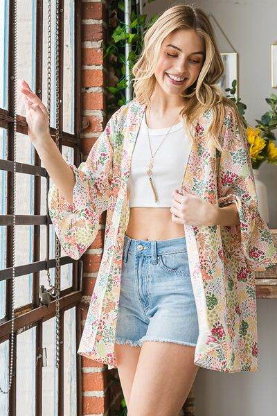 Heimish Full Size Multi Color Floral Open Cardigan Plus Size - us.meeeshop