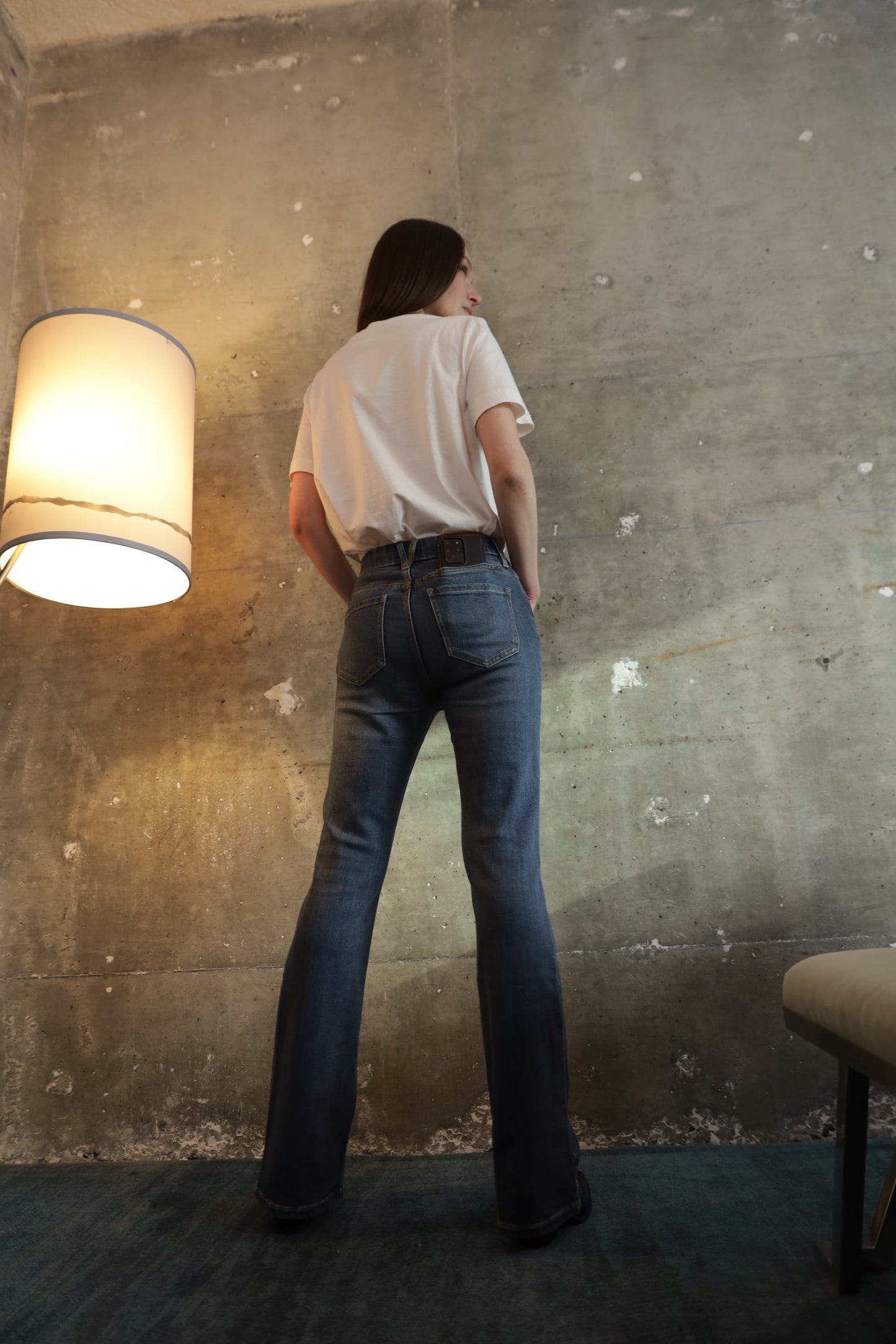beatrice eco zero Beatrice Eco Zero Cotton High Rise Phone Pocket Bootcut Jeans view 12 (bottom) - shop at us.meeeshop