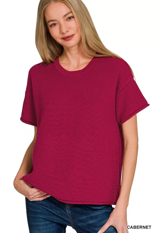 zenana viscose round Zenana Viscose Round Neck Top & Pants Set view 2 (top) - shop at us.meeeshop