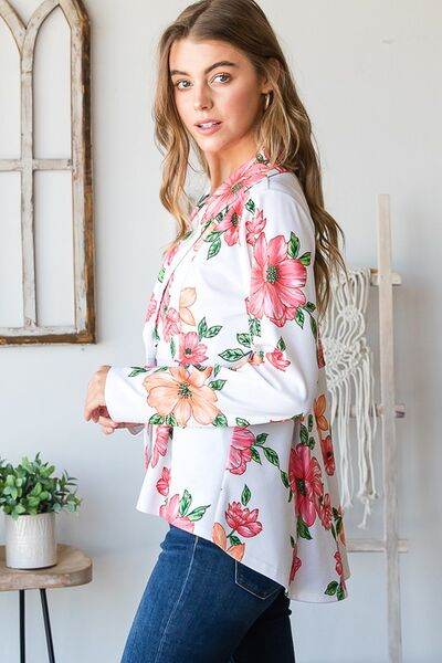 Heimish Full Size Multi Color Floral Blazers with Tunic Plus Size - us.meeeshop