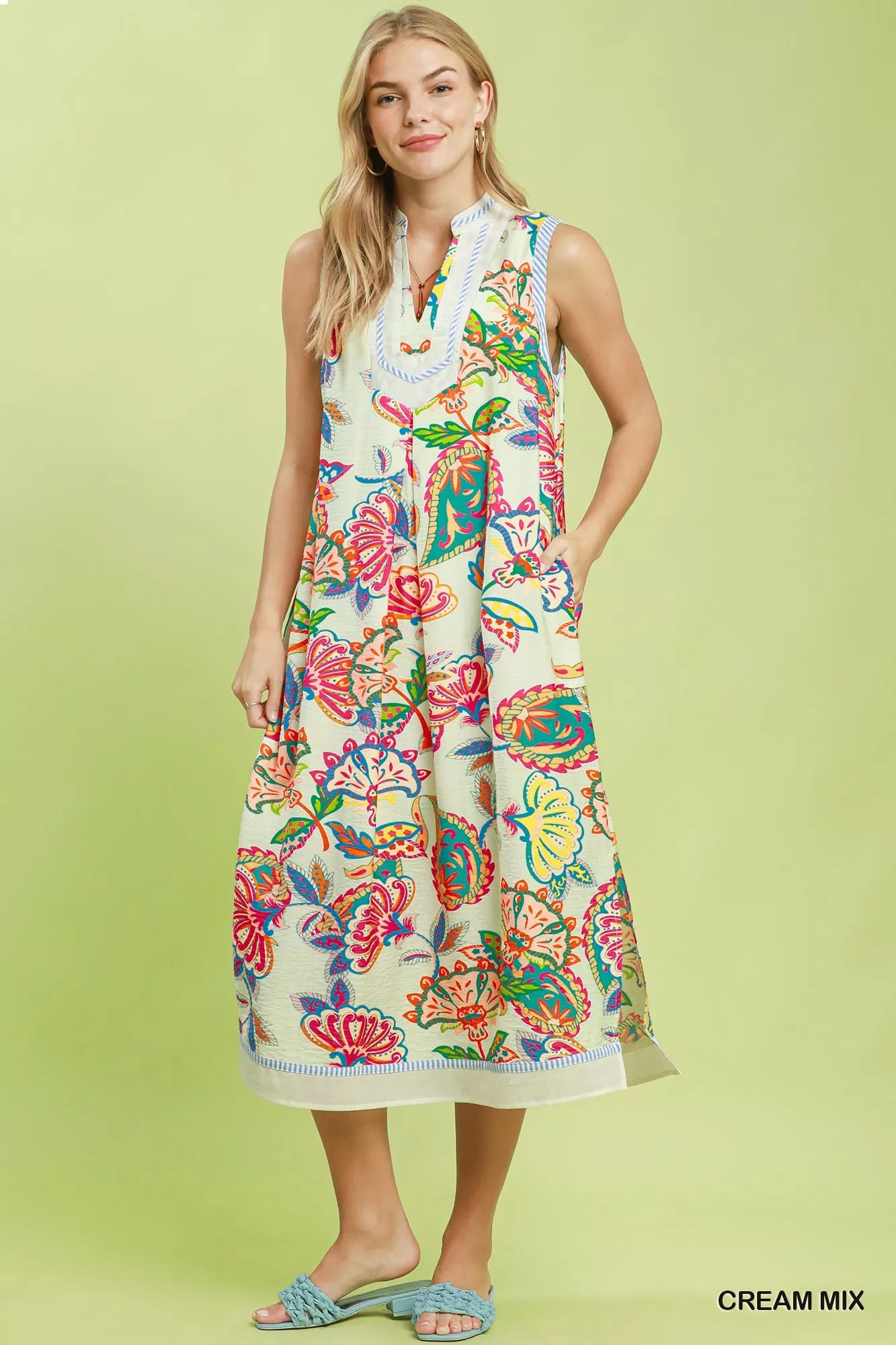 umgee paisley floral Umgee Paisley Floral Sleeveless Midi Dress view 5 (dress) - shop at us.meeeshop