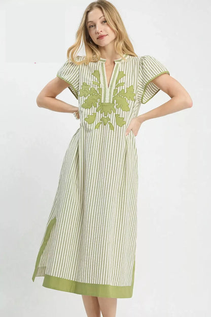 umgee stripe midi Umgee Stripe Midi Dress with Lace Trim view 4 (dress) - shop at us.meeeshop