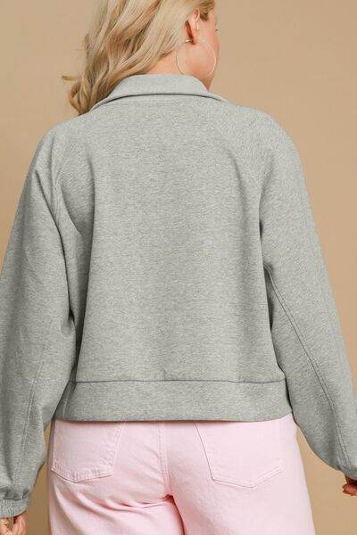 Umgee Half Zip Cropped Sweatshirt Plus Size - us.meeeshop