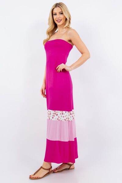 Celeste Color Block Tube Maxi Dress Plus Size - us.meeeshop