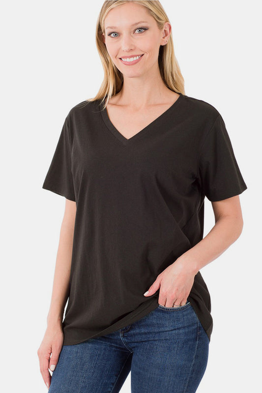 Zenana Full Size V-Neck Short Sleeve T-Shirt | us.meeeshop