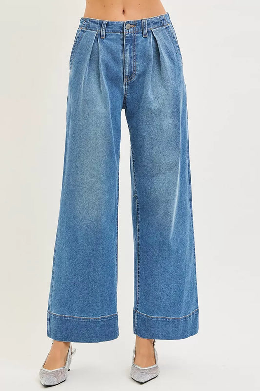 risen slouchy wide RISEN Slouchy Wide Leg Jeans with Pleats view 2 (bottom) - shop at us.meeeshop