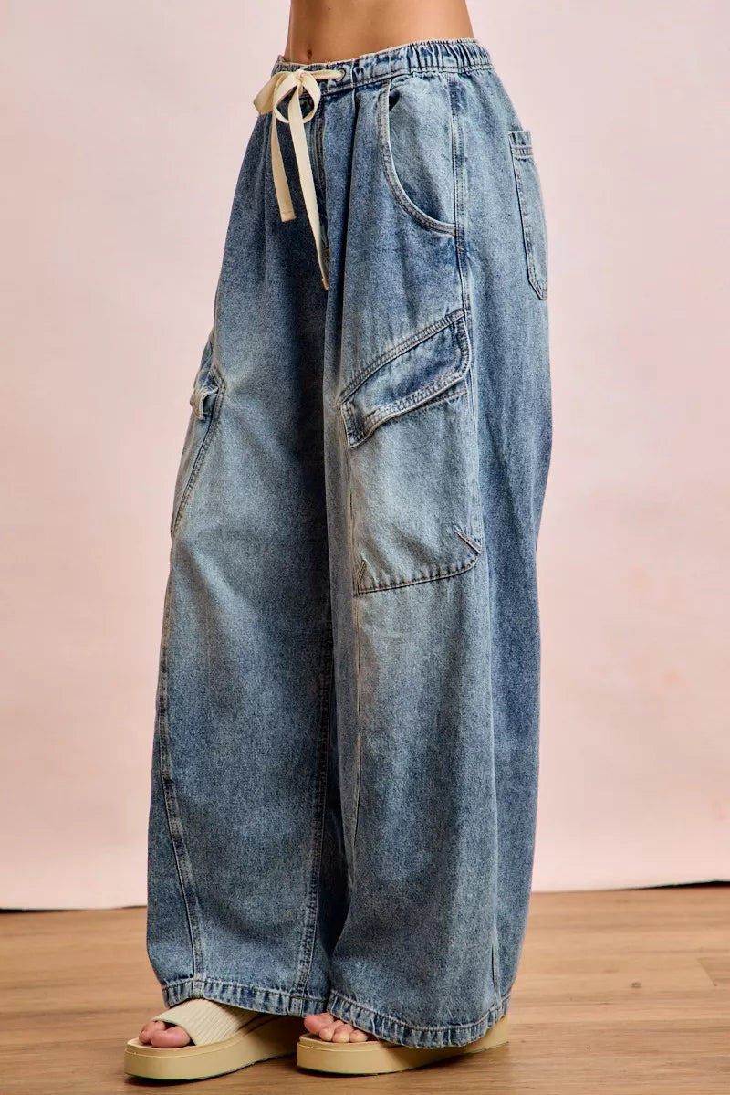 Bibi Baggy Barrel Jeans with Cargo Pockets | view 4 | Trendsi | us.meeeshop