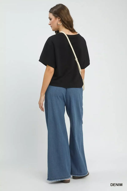 umgee stone washed Umgee Stone Washed Wide Leg Pants view 4 (bottom) - shop at us.meeeshop