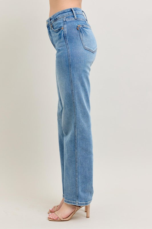 Judy Blue Full Size Tummy Control Vintage Wash Straight Jeans Plus Size - us.meeeshop