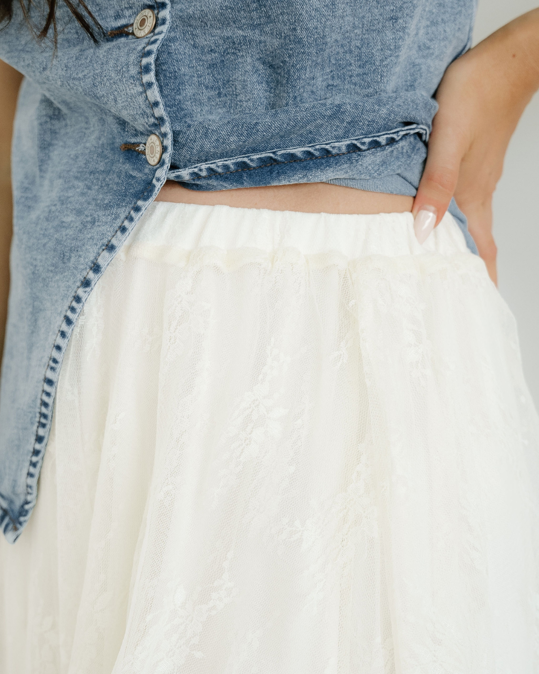 lace cascading tiered Lace Cascading Tiered High Waist Maxi Skirt view 7 (dress) - shop at us.meeeshop