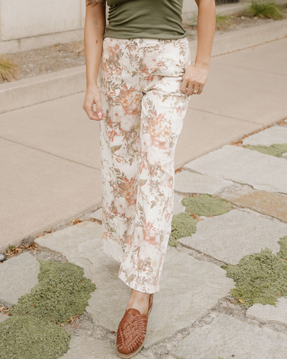 Meadow Vintage Style Floral Print High Waist Wide Leg Jeans