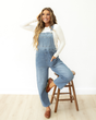 Leilani Adjustable Buckle Straps Straight Leg Denim Overalls