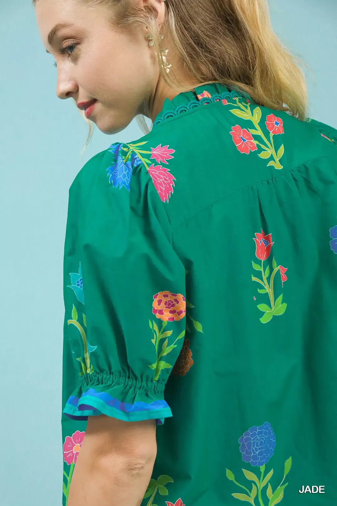 umgee petal parade Umgee Petal Parade Print Button-down Blouse view 5 (top) - shop at us.meeeshop