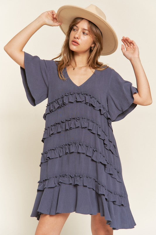 Tiered Ruffle Mini Dress (women's dresses) - shop at us.meeeshop