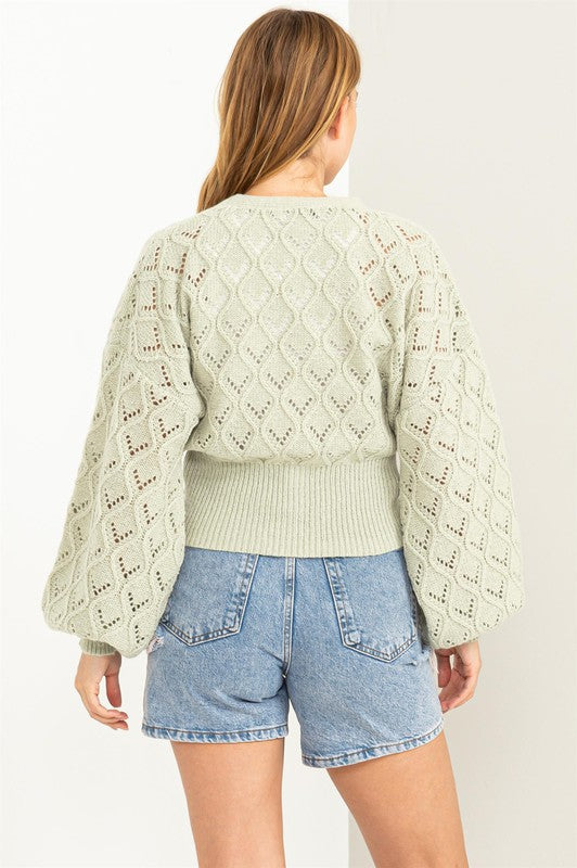 HYFVE Days Together Pointelle Sweater Cardigan | us.meeeshop
