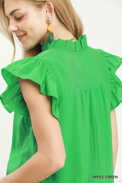 smocked yoke ruffle Smocked Yoke Ruffle Sleeve Blouse view 4 (top) - shop at us.meeeshop