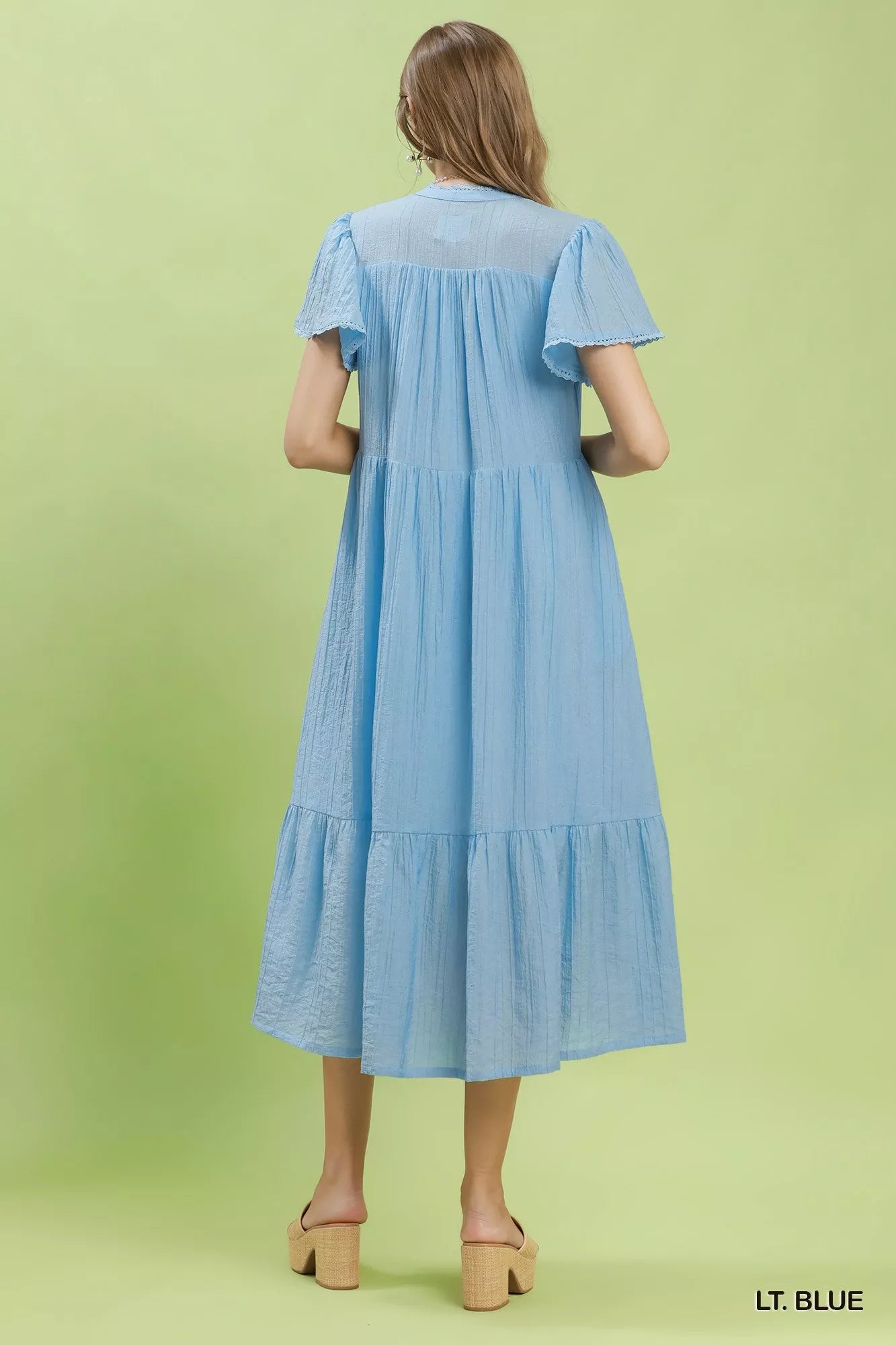 umgee textured tiered Umgee Textured Tiered Midi Dress with Side Pockets view 3 (dress) - shop at us.meeeshop