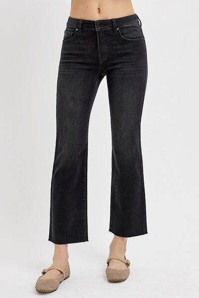 RISEN Tummy Control Mid Rise Crop Straight Jeans - us.meeeshop