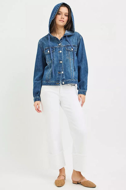 risen basic denim Risen Basic Denim Jacket with Hoodie view 6 (layer) - shop at us.meeeshop