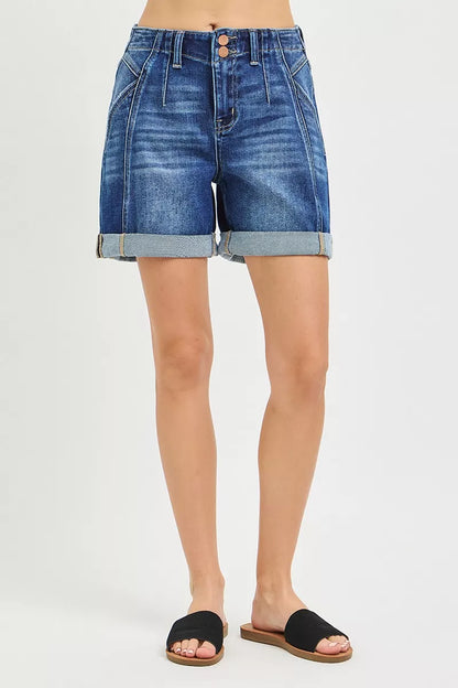 risen high rise RISEN High Rise Seamed Roll up Shorts view 5 (bottom) - shop at us.meeeshop