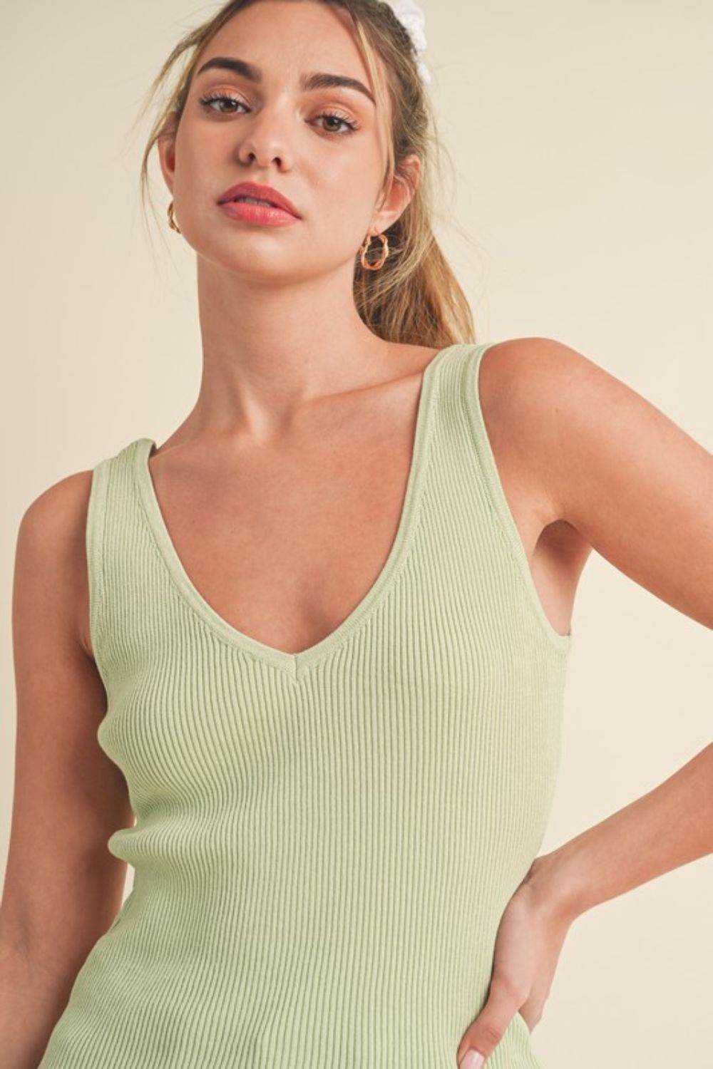 Aemi + Co Ribbed Wide Strap Knit Tank - us.meeeshop