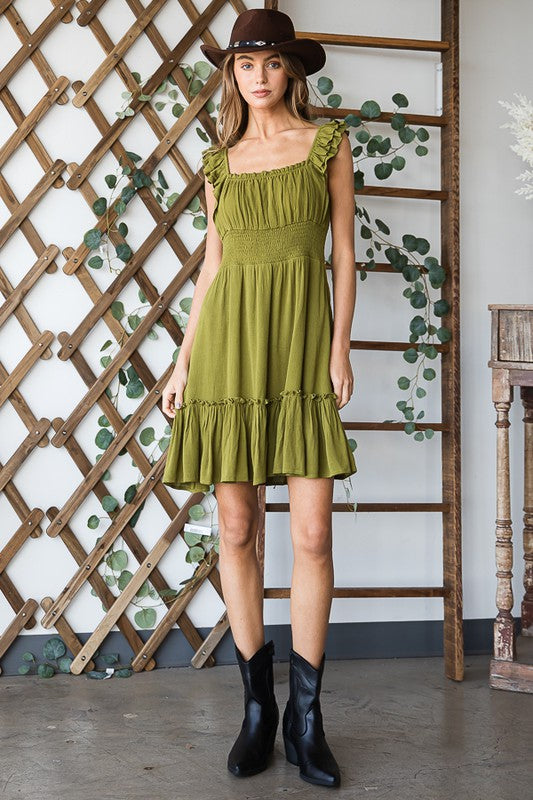 Ruched Waist Ruffled Sleeveless Dress | view 11 | Jade By Jane | us.meeeshop