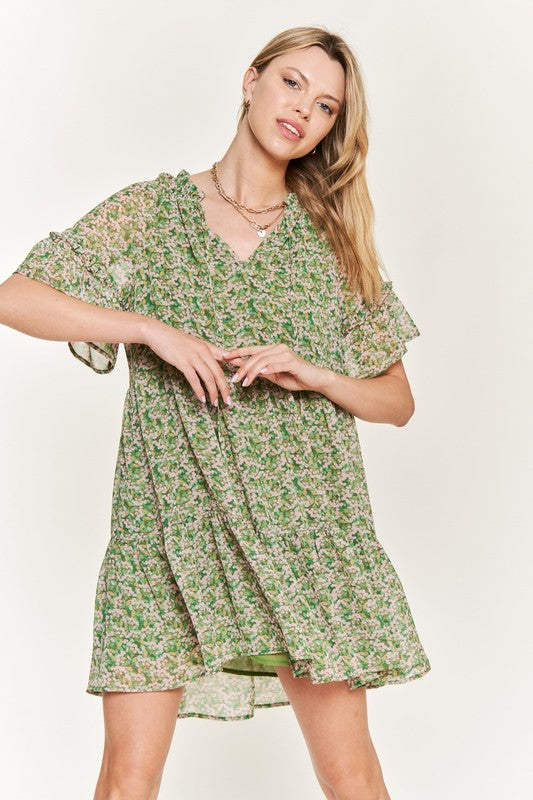 Jade By Jane Plus Size Floral print v-neck mini dress | us.meeeshop