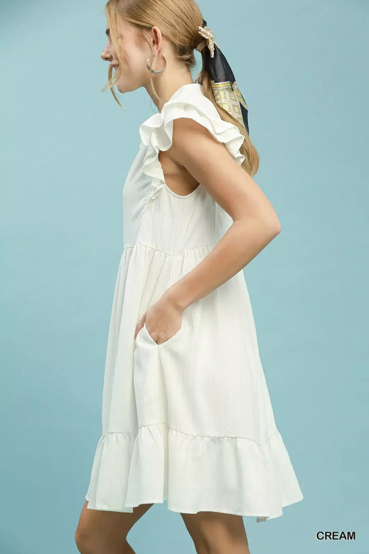 umgee ruffle sleeve Umgee Ruffle Sleeve Babydoll Dress view 2 (dress) - shop at us.meeeshop