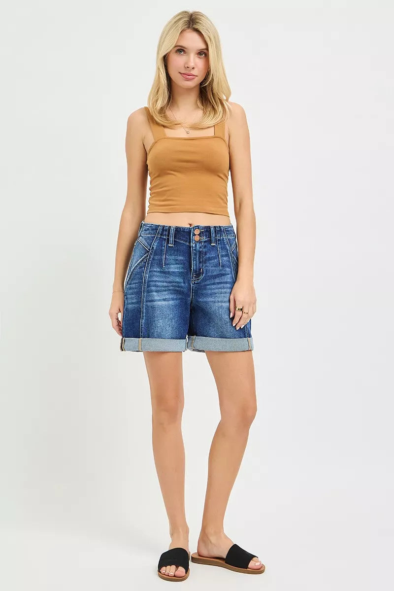 risen high rise RISEN High Rise Seamed Roll up Shorts view 7 (bottom) - shop at us.meeeshop