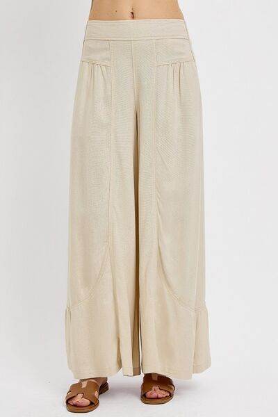 RISEN Shirring Detail Wide Leg Pants - us.meeeshop