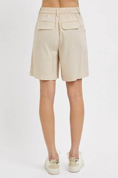 RISEN High Rise Pleated Front Shorts - us.meeeshop