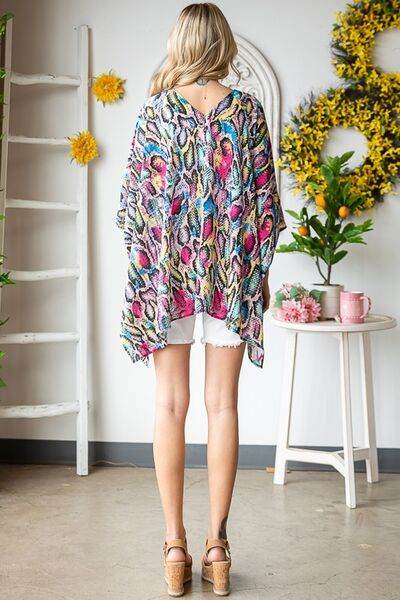 Heimish Full Size Multi Color Snake Open Cardigan Plus Size - us.meeeshop